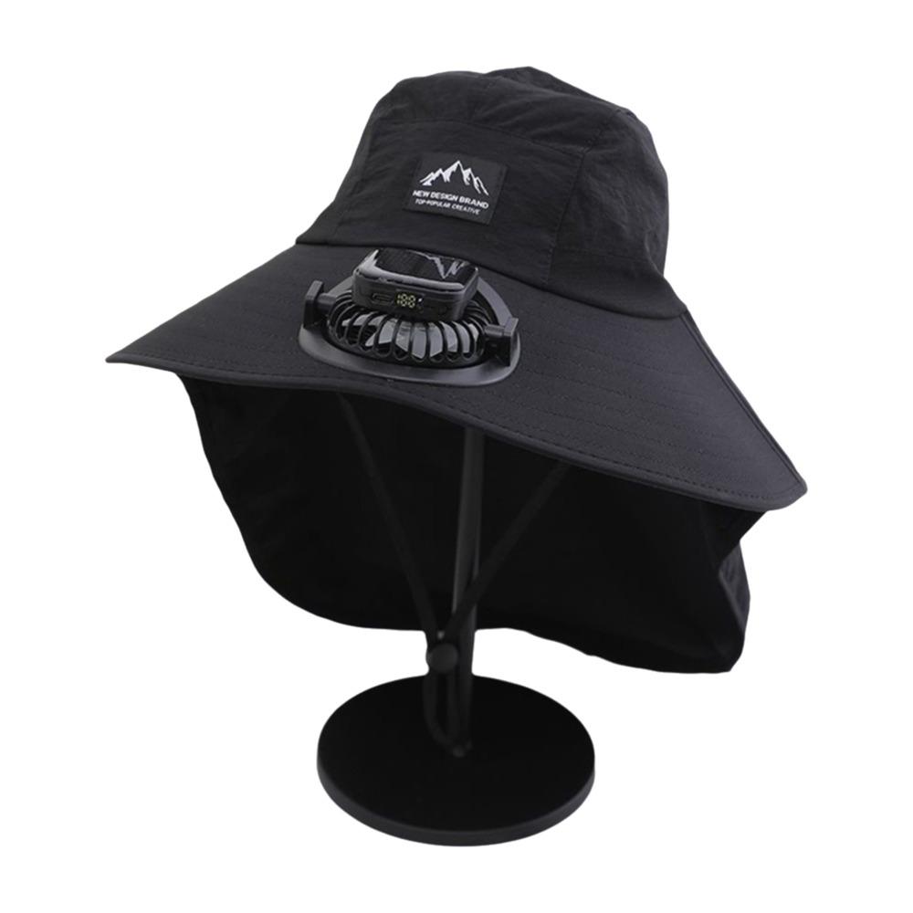 Wide Brim Fisherman Caps with Solar Powered Fan Panama Cap Fashion Bucket Hat  Outdoor