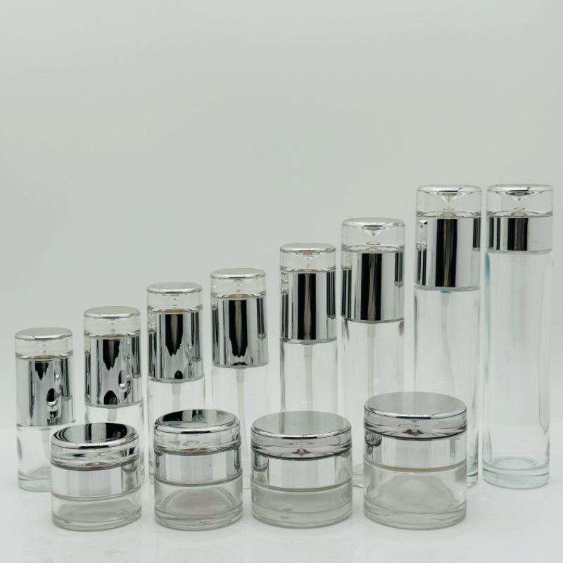 In Stock: 80ml Glass Lotion Bottle, 120ml Press-Type Serum Bottle, 120ml Toner Refill Bottle, 20g Cream Jar 20g; Accessories (Cap, Pump) + Clear Bottle; Glass