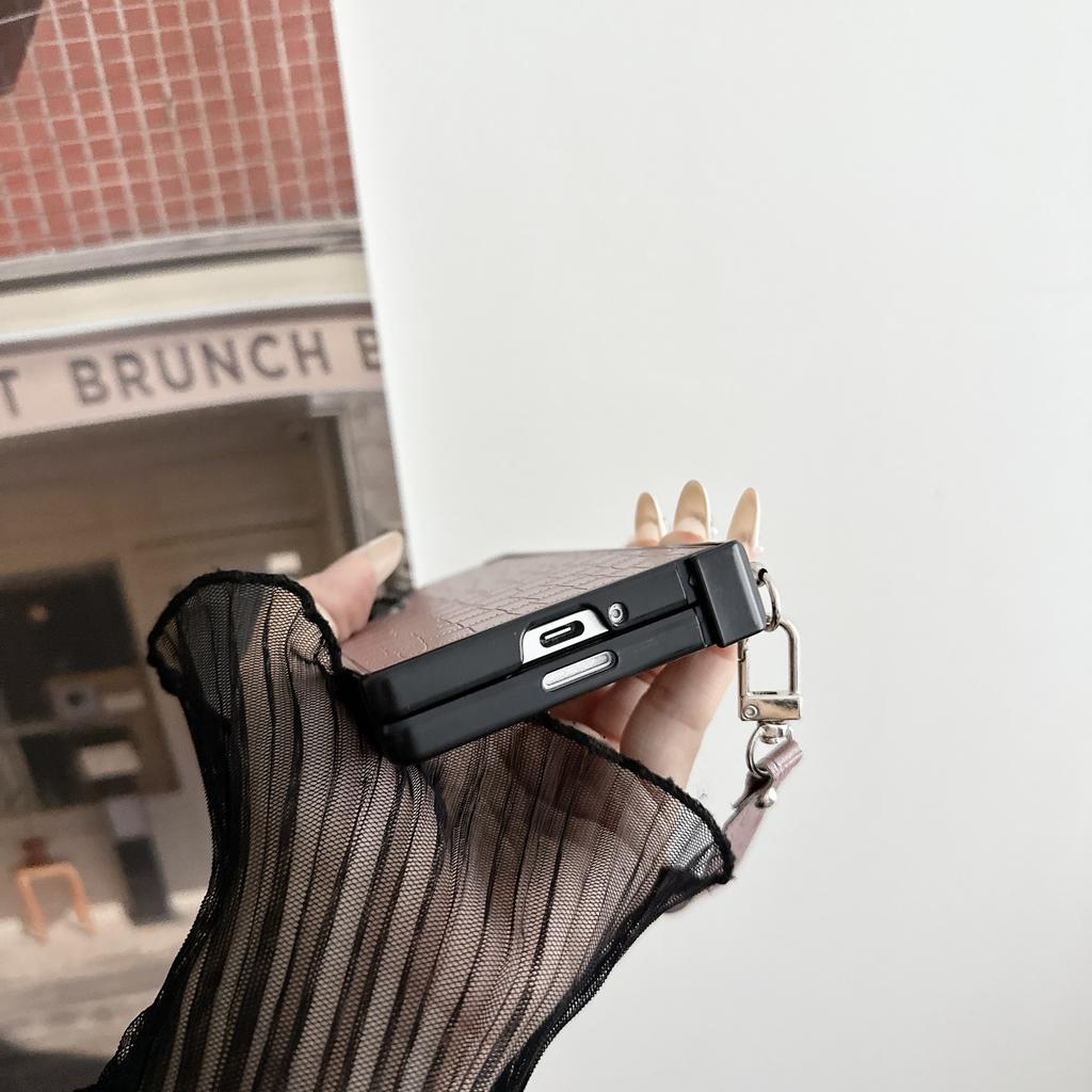 Wrist Strap Alligator Pattern PU Leather Phone Case for Samsung Galaxy Z Fold 6 5 4 3 5G Protection Shockproof Cover