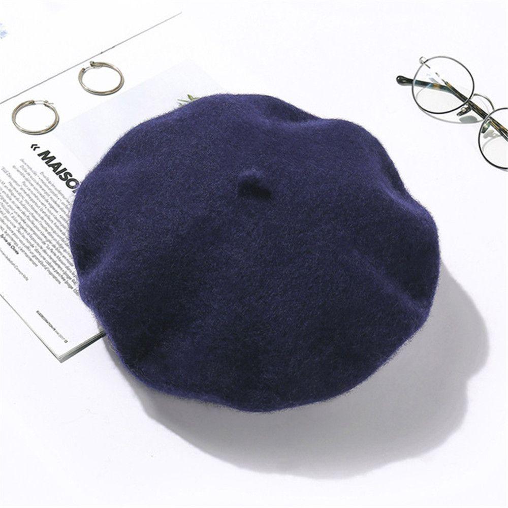 Women Girls Baggy Beanie Flat Cap Hat Wool Beret Cap Felt Berets Autumn Beret Hat