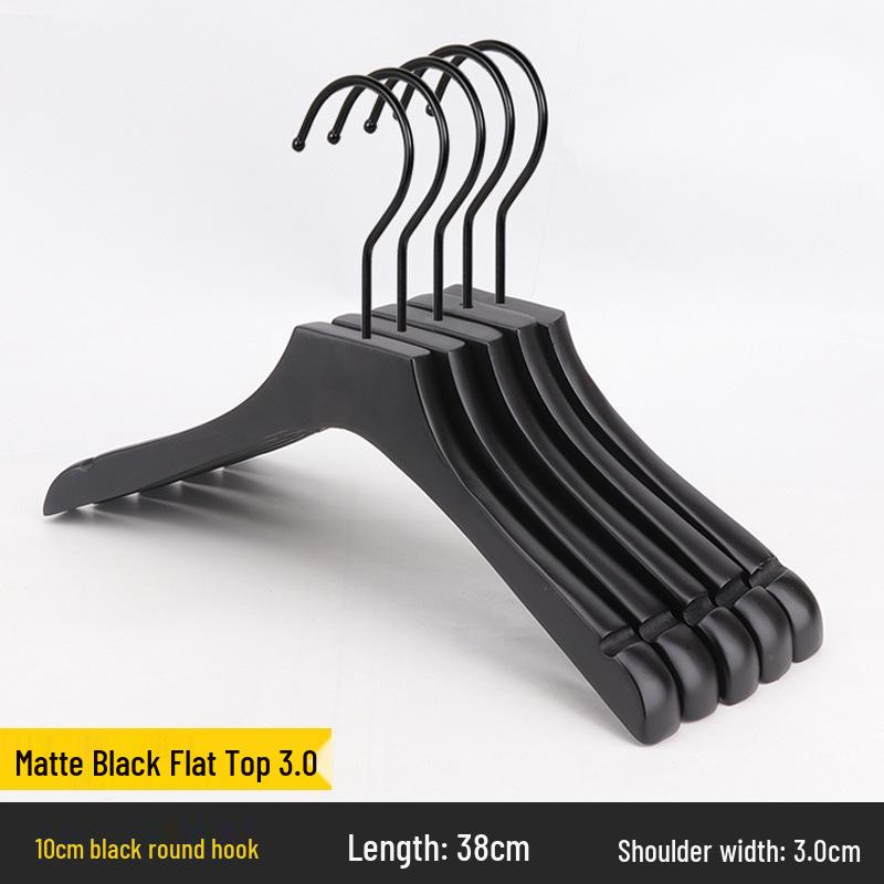 Women's Clothing & Children's Store Non-slip Solid Wood Hangers - Pure Black Trouser & Clothes Hangers