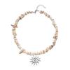 Bohemian Colorful Stone Beaded Necklace with Retro Sun Pendant Choker