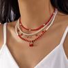 Trendy Red Fruit Cherry Beads Pendant Pearl Beaded Necklace For Women Trendy Party Clavicle Choker Jewelry Holiday Gift