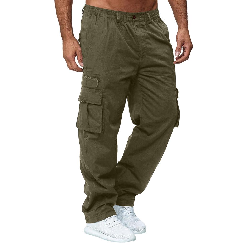 Men's Casual Multi Pocket Loose Straight Leg Workwear Pants