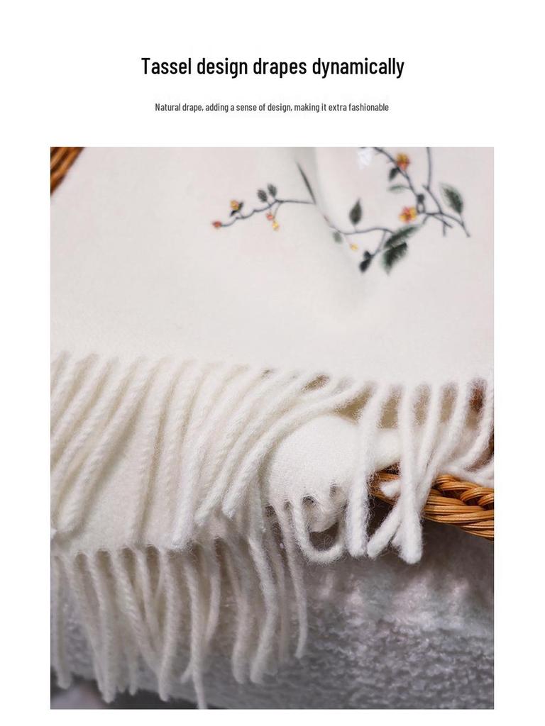 Jahr des Pferdes Merinowolle Bestickter Roter Schal - Warmer, Dicker Herbst/Winter Halswärmer & Schal Souvenir