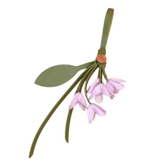 

Faux Leather And Pendant Backpack Charm Leaves Keychain Flower Pendant Flowers Floral Ornament for Women Girls фіолетовий