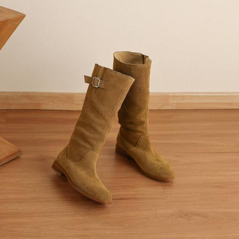 

Осенне-зимние женские кожаные женские ботинки с круглым носком, универсальные, на низком каблуке, больших размеров, кожаные ботинки, новые ботинки-чулки на квадратном каблуке, из коровьей кожи, высокие ботинки 40