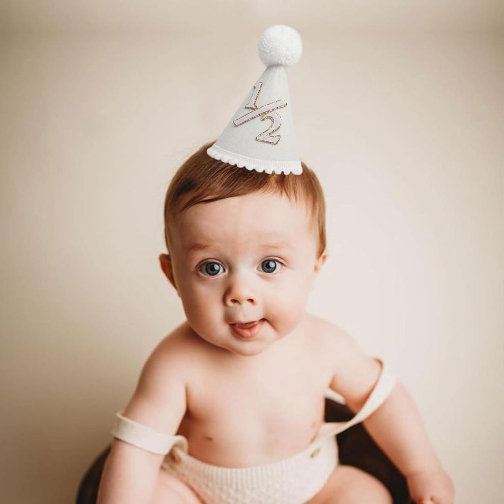 Boho 1/2 Birthday Hat For Babies, Handmade Boho Style Half A Year Old Birthday Crown, Neutral Color, Unisex