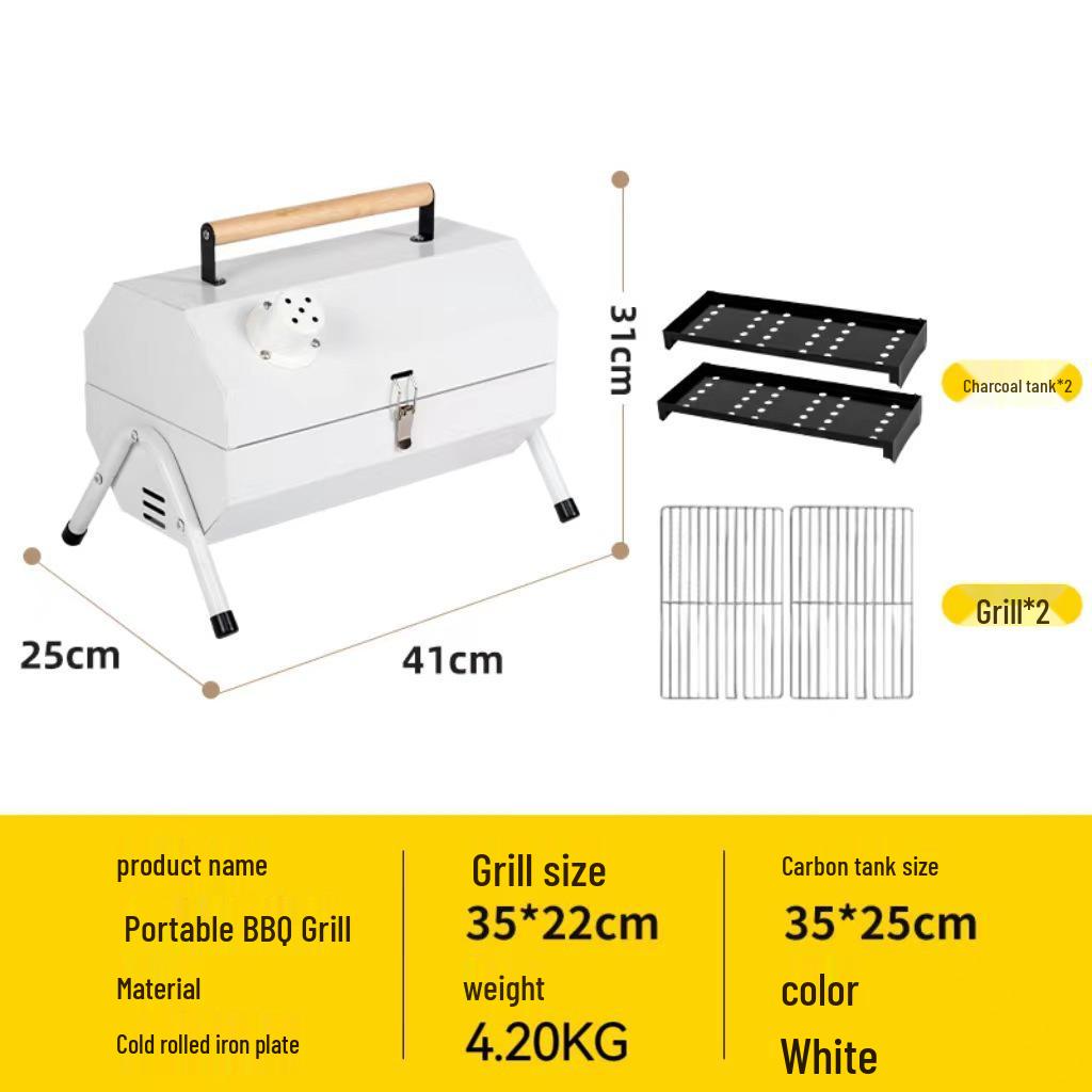 

Портативный уличный угольный гриль с дымоходом для барбекю - Ручной коптильщик для мяса для приготовления во дворе 42.5cm 29.5cm 29.5cm