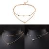 Multi Layers Heart Pendant Women Girl Clavicle Necklace Plating Alloy Adjustable Neck Decorative Jewelry