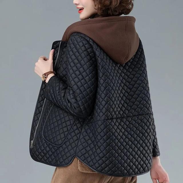 

Зимняя куртка, женские парки, пальто с длинными рукавами, плотная куртка, женская теплая парка с капюшоном и хлопковой подкладкой, свободная верхняя одежда XL чёрный