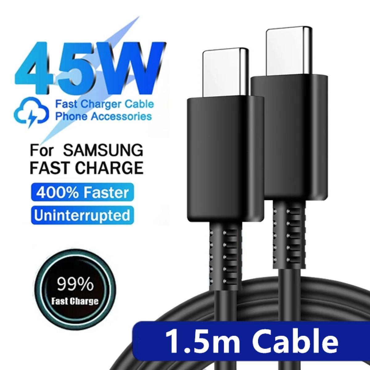 

5A 45W PD сверхбыстрый зарядный USB-кабель C для Samsung S21 FE S22 S23 S24 Plus Note 20 Ultra A34 A53 A54 A55 кабель Type C - Type C 1.5m 5A Cable