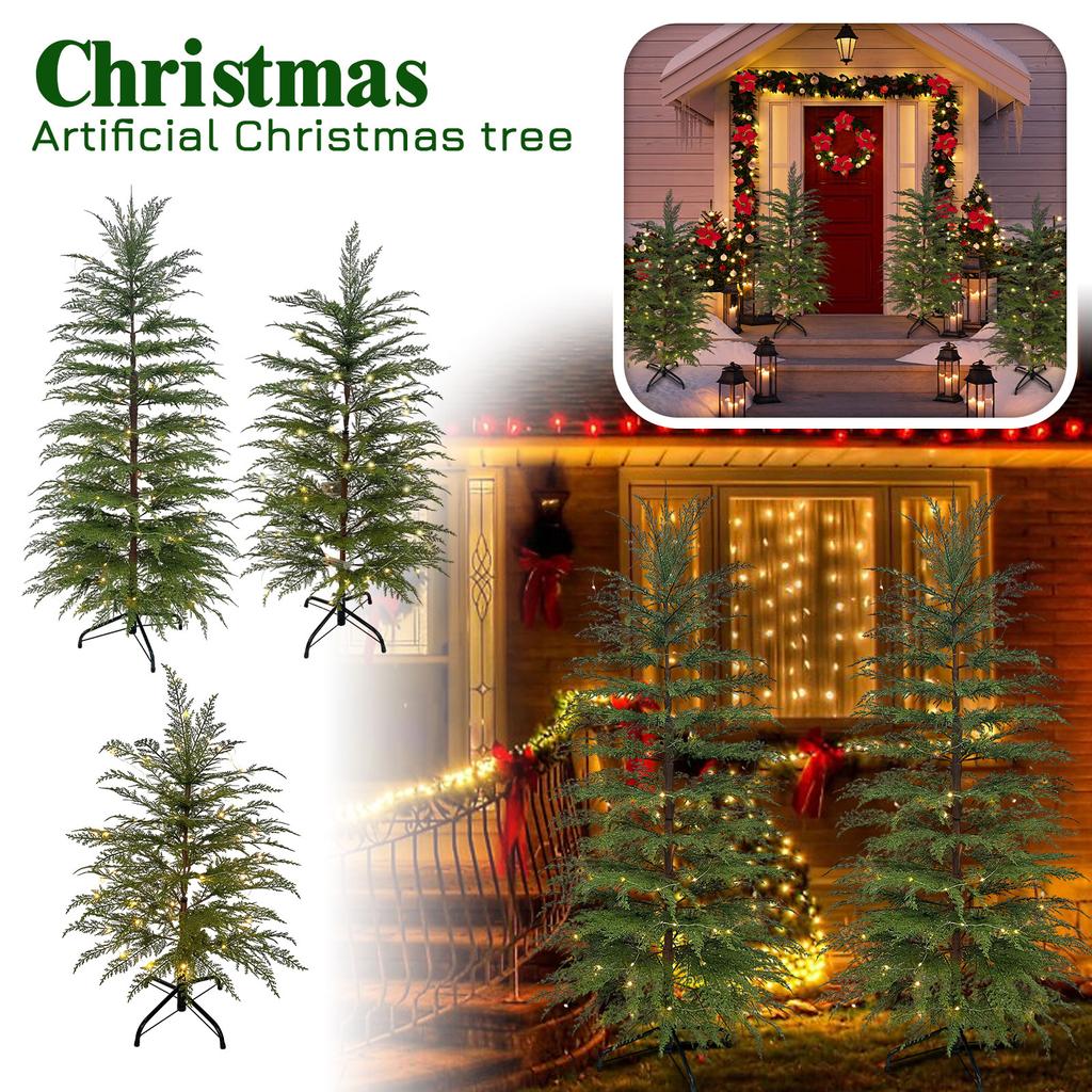 Christmas Decorations - 4.5ft Pre-Assembled Glitter Christmas Tree - Artificial Christmas Tree With
