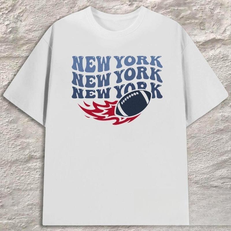 

European Size New York Football Theme T-Shirt for Men, Elegant Gift, White Casual Outfit, Suitable for Office, Dating, and Outings, Fashionable Print 4XL білий