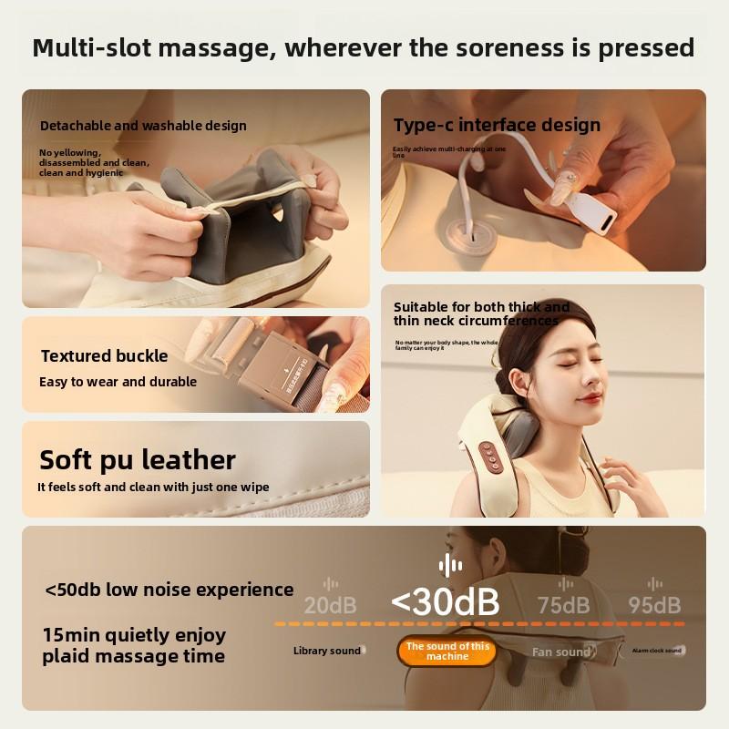 Electric Kneading Heated Shoulder and Neck Massage Shawl Multi-functional Back Massager Trapezius Hot Compress Physiotherapy Instrument