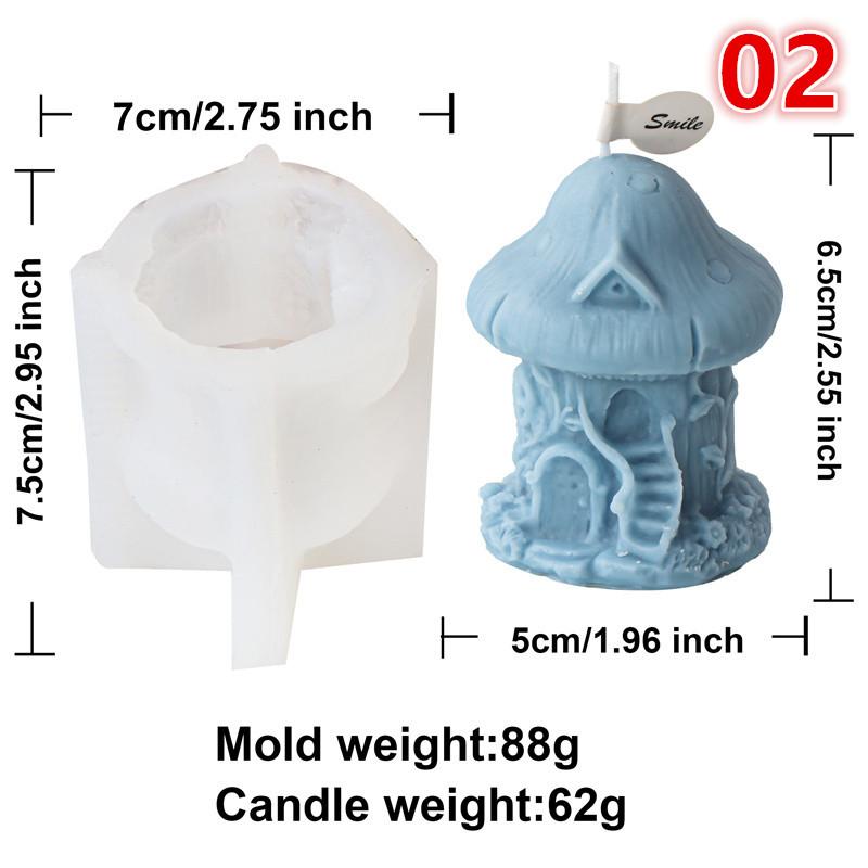 3D Domed Mushroom Shape Silicone Molds Miniature Mushroom House Aromatherapy Wax Soap Mould Welcome Nameplate Guidepost mold