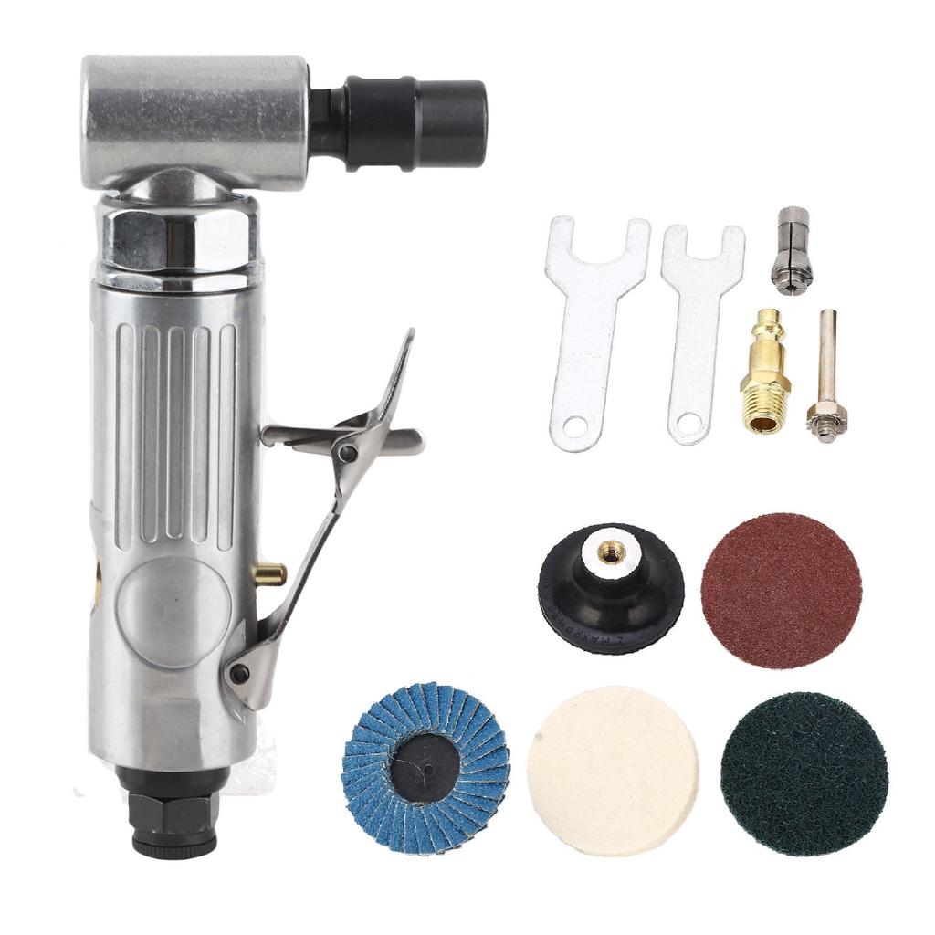 Pneumatic Grinding Set Right Angle Air Die Grinder 0.3HP Motor 1 4 1 8 Chuck Adjustable Speed