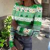 Damen Winter Slim T-Shirt Mode Lässig Druck Rundhals Pullover Langarm Top