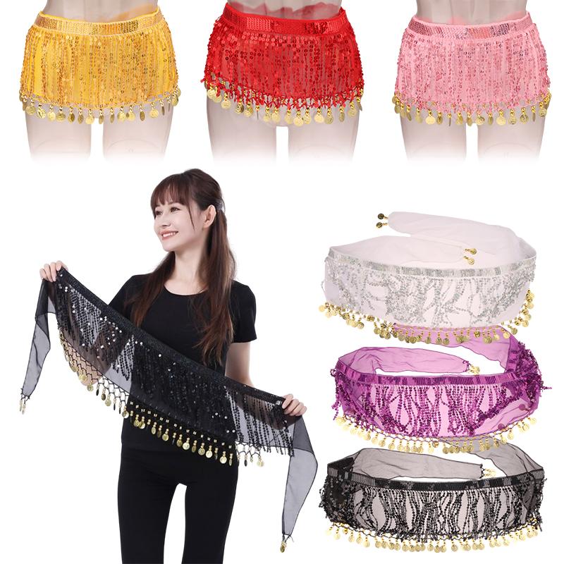Belly Dance Waist Chain Boho Sequin Tassel Waist Belt Indian Dance Hip Scarf Jazz Dance Show Costumes With Dangling Sequins