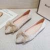 Fashion Rhinestone With Bow Pointed Toe Shoes for Women Spring and Autumn Slip-on Woman Flats Cheap Promotion Trend Elegant Dress Shoe