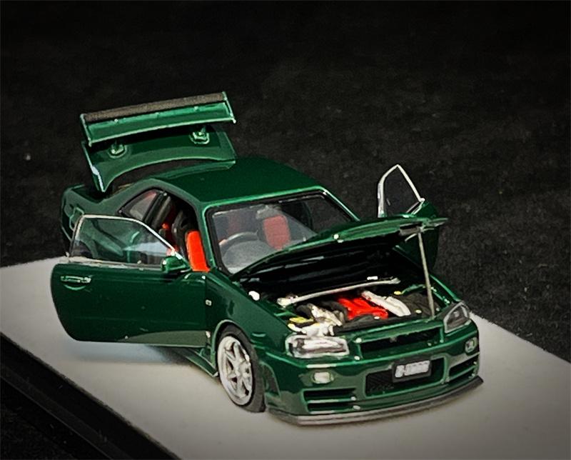 Pgm 1:64 Skyline R34 Z-Tune Grün / R32 Metallic Grau / Lbwk Lp700-4 Bb Blau Druckguss Modellauto black