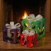 Collapsible Festival Storage Boxes 3Pcs Lighted Halloween Pumpkin Gift Boxes Spooky Face Glowing Decorative Pine Branch Accents Presents Box