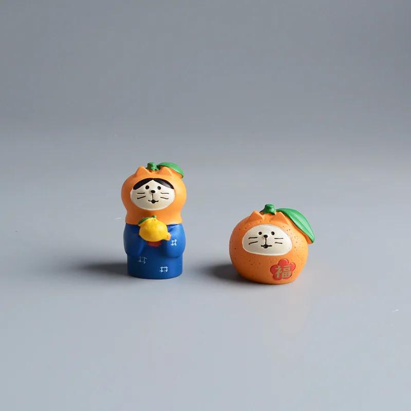 ZAKKA Miniatures Cat Panda Home Decor Crafts Cute Orange Figurines Resin Handicraft Desktop Ornaments Car Interior Accessories
