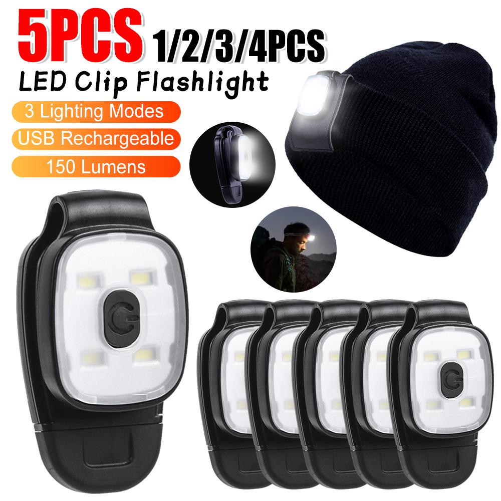 1-5PCS LED Headlamp Cap Clip Light 3 Light Modes Head Flashlight Multifunction IPX4 Waterproof Headlight for Fishing Camping
