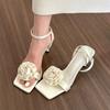 Fashion Shoes Female 2024 Hot Sale Buckle Strap Women's Sandals Fashion Floral Dress Sandals Women Summer Peep Toe Solid Heeled Sandals