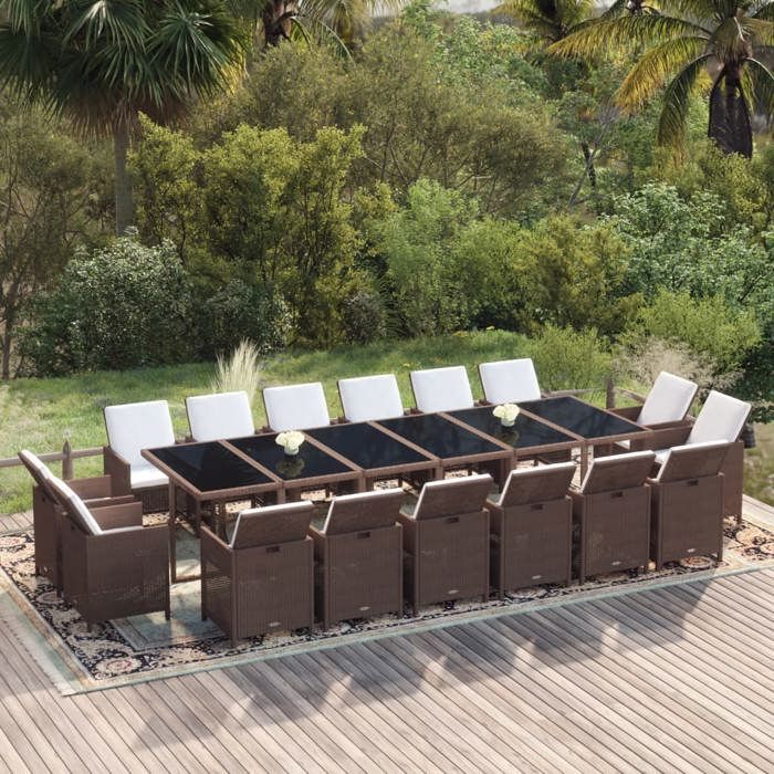 Maison Exclusive - Ensemble à manger de jardin avec coussins 17 pcs Résine tressée