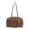Women's Elegant Genuine Leather Bowling Bag - Large Capacity, Versatile Commuter Style, New 2026 Design with Shoulder Strap