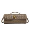 Handwoven Bag Soft Leather Lock Dinner Bag Medieval Baguette Bag Long Fashion