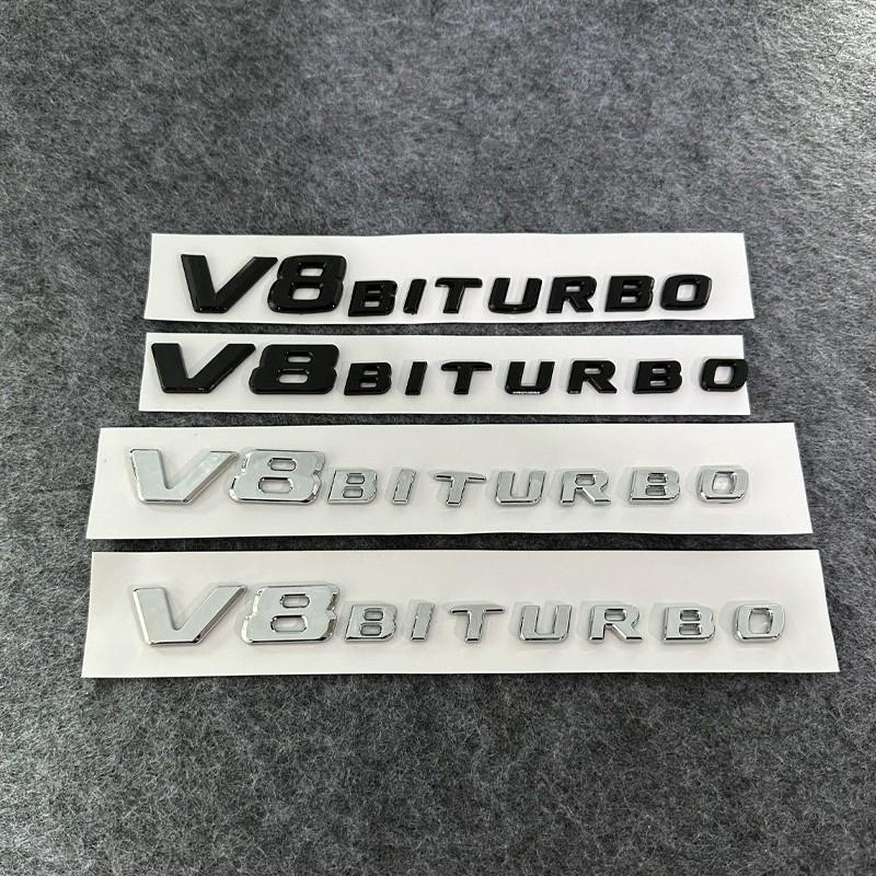 2Pcs V8 Biturbo 4matic Car Fender Side Emblem Logo Badge For C63S W205 E63S W213 S63 W222 GLC63S X253 GLE63S W167 AMG Accessories