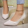 Sequined Pointed Toe Pumps Women Elegant Thin Heels Office Wedding Shoes Woman Plus Size Shallow Mouth High Heel Shoes