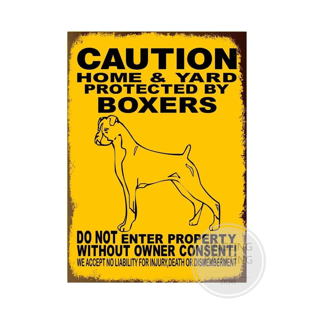 1pc Warning Dog Metal Tin Signs Vintage Poster Beware Of Dog Retro Sign Wall Stickers For Garden Family House Door Decoration