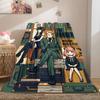 SpyxFamily Charming 2D Cartoon Flannel Blanket, Printed Pattern for Bed, Cozy Sofa Travel Nap Blanket_LIAN