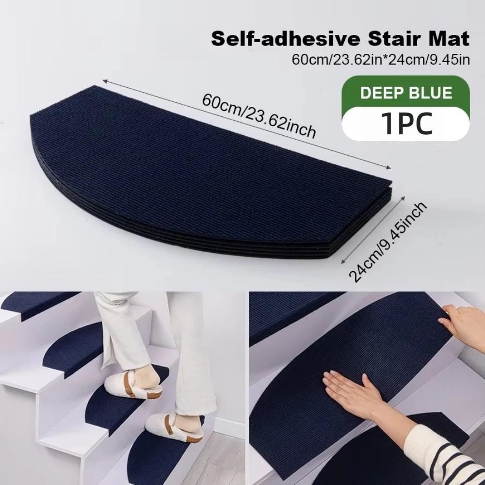 Semi-Circular Stair Mat Rug Self-Adhesive 4mm Thick Stair Tread Carpet Anti-Fall Non-Slip Household Floor Mats All Indoor Places