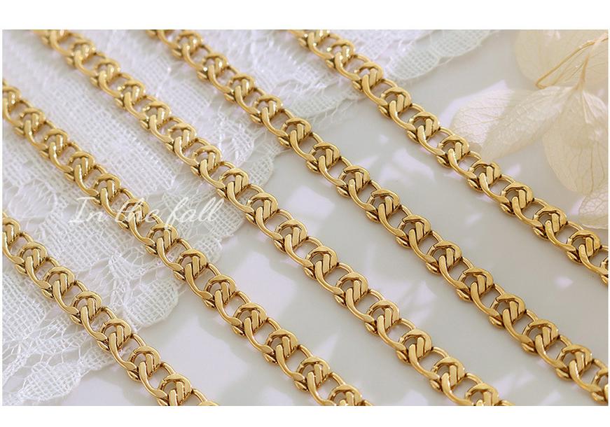 European & American Hip Hop Retro Bracelet & Necklace Set: 18K Gold Titanium Steel Chain, Stainless Steel, Personalized Design