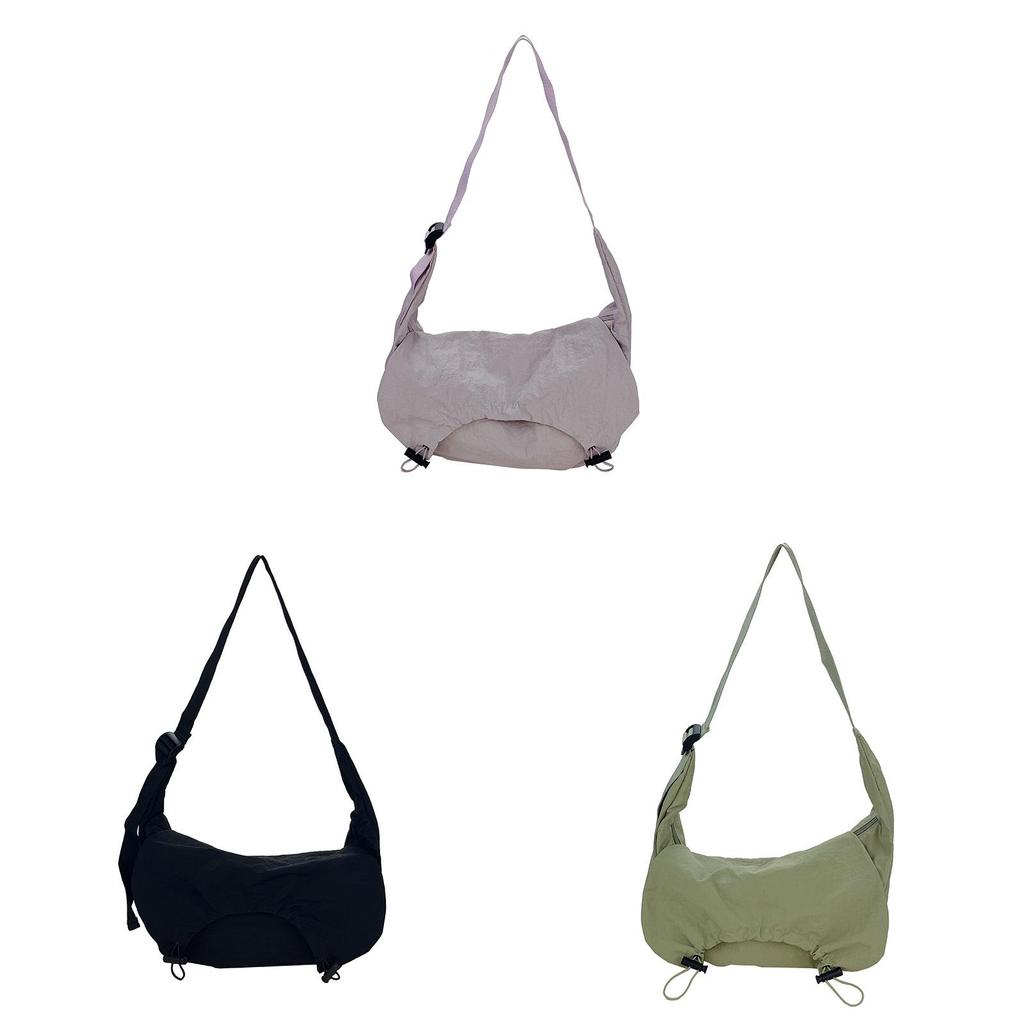Canvas Casual Nylon Shoulder Bag With Drawstring Closure For Travel And Outdoor Use
