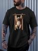 Unisexs Crew Neck Cotton T Shirt Hanging Sloth Wooden Frame Print Short Sleeve Lovely Animal Casual Street Fashion Daily Top