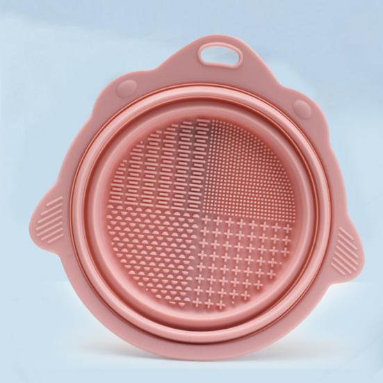 Makeup Brush Cleaner Soft Silicone Protective Head Anti-Fall Durable Folding Wash Bowl Large Capacity Compact Size Makeup Brush Washer
