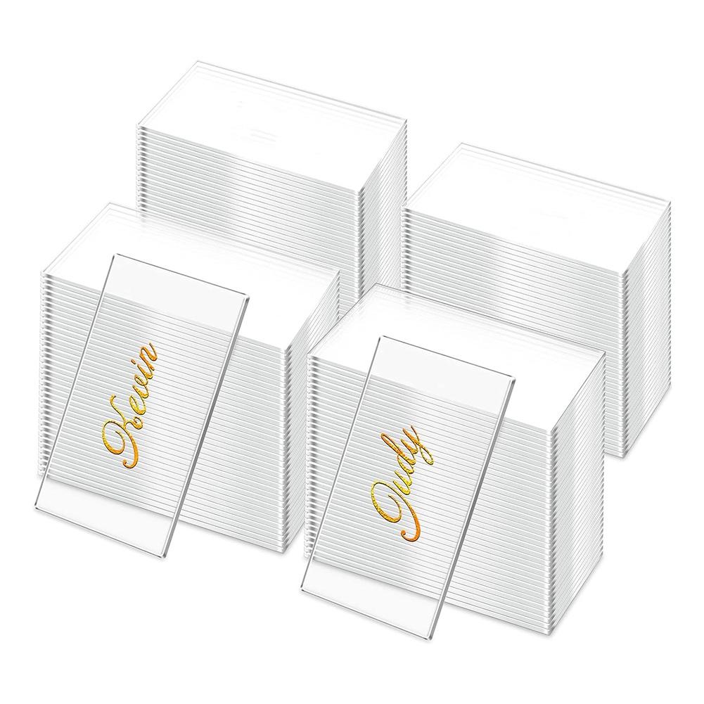 Good-120Pc Clear Acrylic Place Cards Acrylic Table Number Card Blank Acrylic Name Plate For Wedding DIY Table Setting Banquet