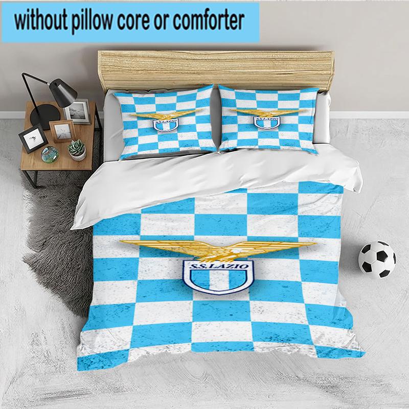 3PCS Lazio Football Crest Bedding set,Ideal For1pc Duvet Cover And 2pcs Pillowcases Perfect for Christmas gift,Ideal for Bedroom, Dormitory