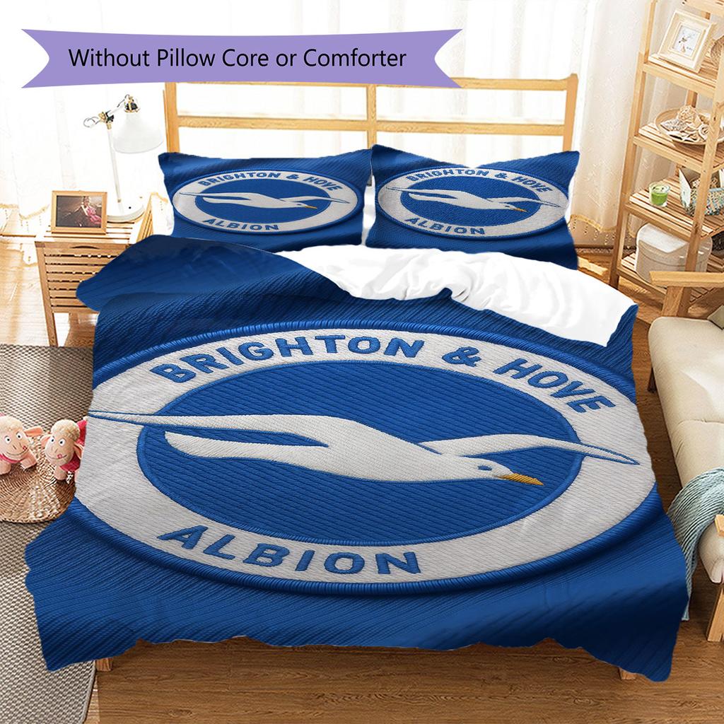 Σετ Κλινοσκεπασμάτων Μοτίβο Brighton & Hove Albion, Σετ Παπλώματος Κάλυμμα Παπλώματος Μαξιλαροθήκη Οικιακό Δώρο Γενεθλίων(1 * παπλωματοθήκη + 2 * μαξιλαροθήκη, χωρίς πυρήνα)