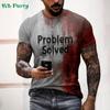Problème Résolu Impression Sanglante Vêtements pour Hommes Mode T-shirts pour Hommes Horrible Halloween Hauts à Manches Courtes Col Rond T-shirt 3D pour Homme