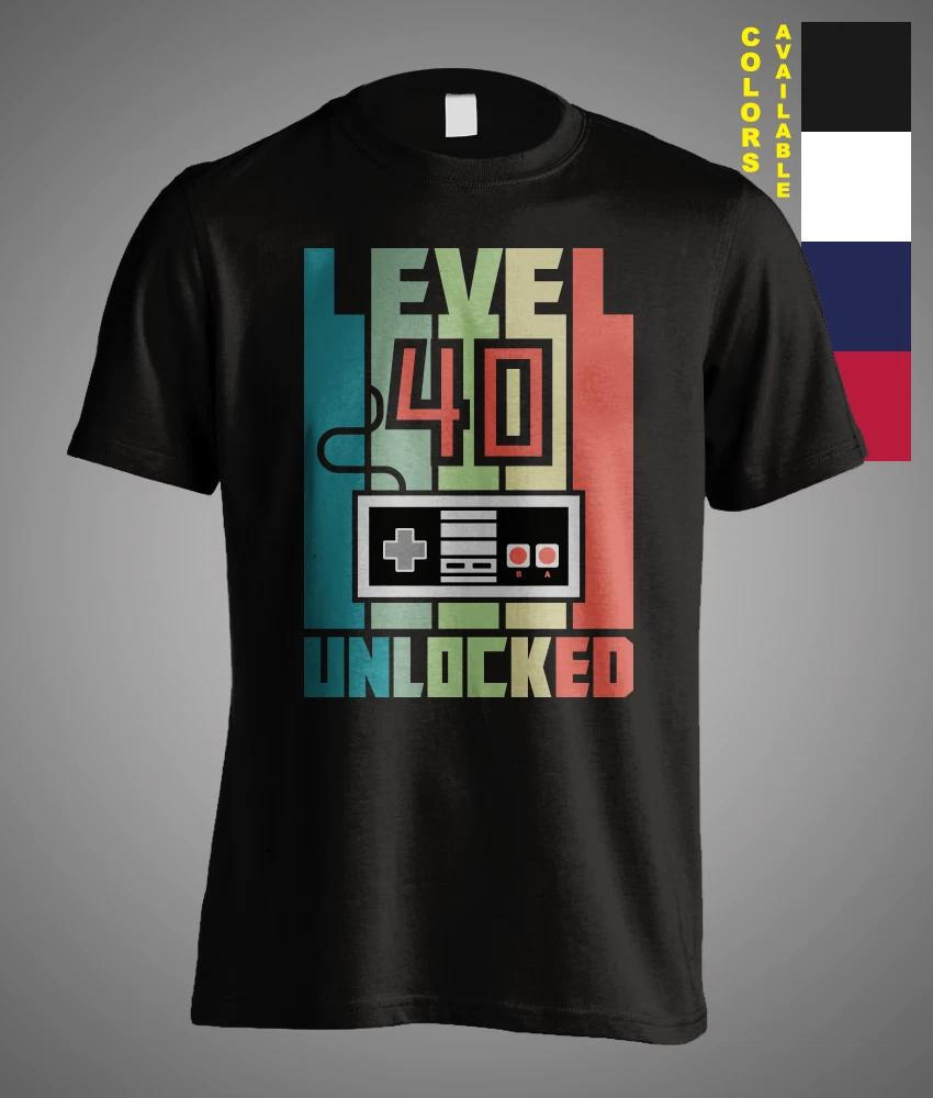 Level 40 Unlocked Vintage Retro Game Console Gamer Funny Birthday Gift T-Shirt XS