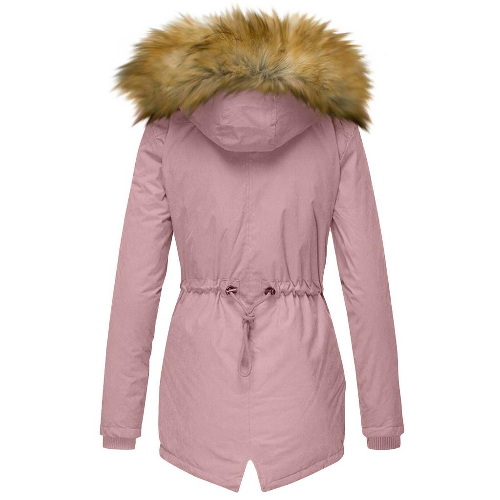 Women's Winter Warm Collar Zipper Long-sleeved Slim Cotton-padded Coat Coat Hooded Coat