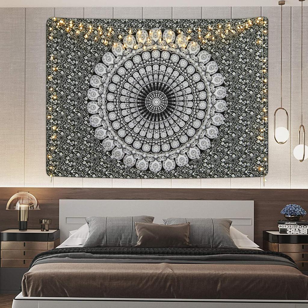 VIKAMA American Mandala Tapestry Hippie Wall Hanging Psychedelic Peacock Living Room Tea Room Wall Decoration Tapestry