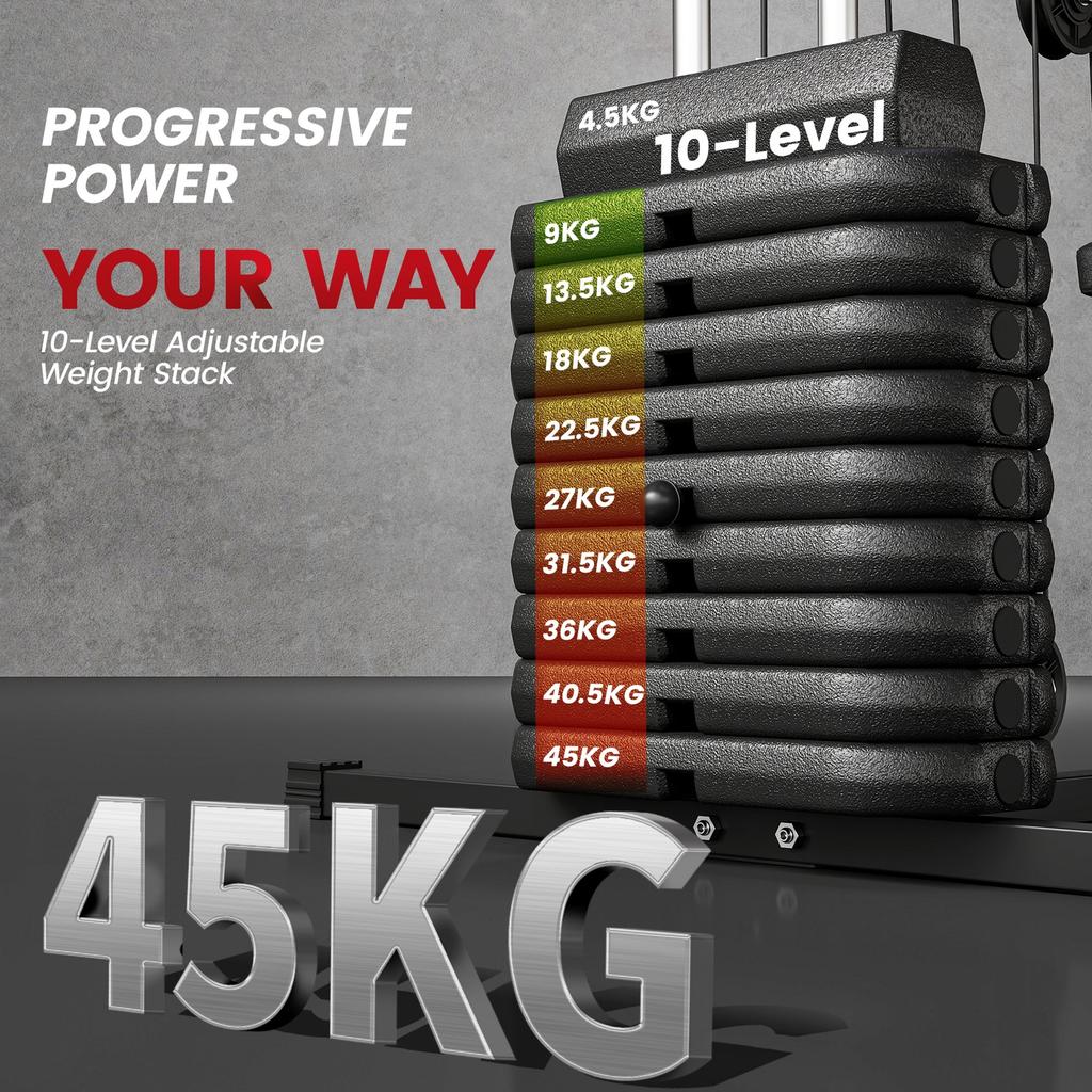 Multifunction Home Gym Machine With 45kg Weight Stacks For Strength Training