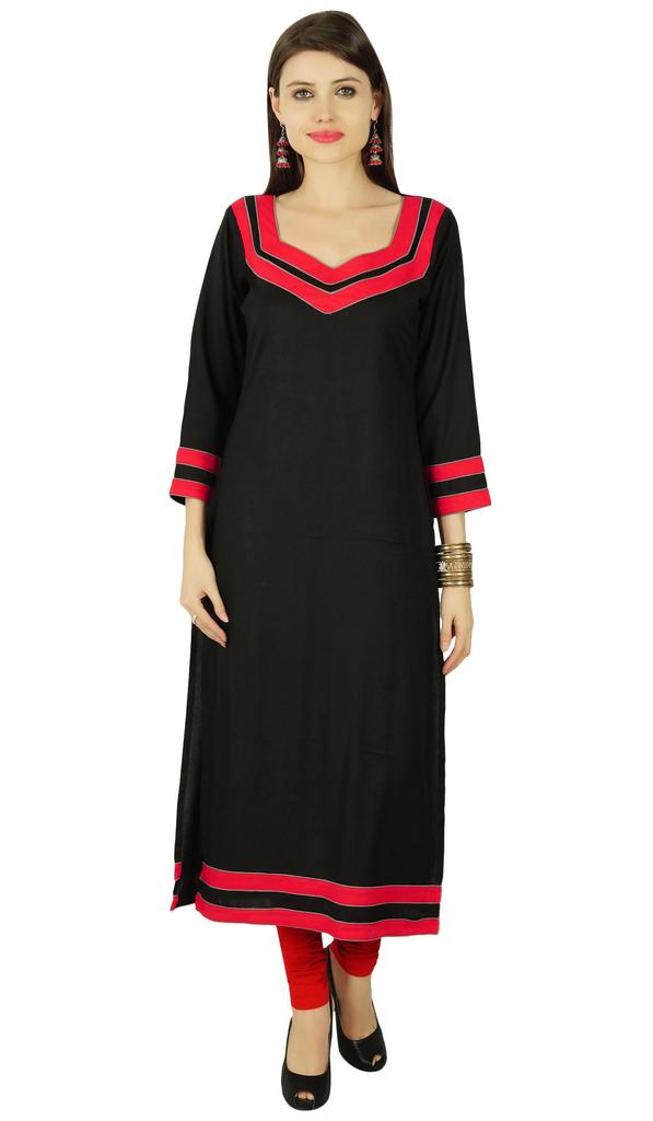 Phagun Solid Kurta Women Ethnic Rayon Kurti Bollywood Top Tunic Dress